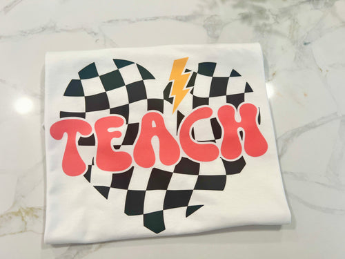 Teach Checkered Haert Tee