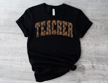 Load image into Gallery viewer, Retro Brown Checkered TEACHER Tee