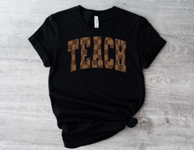 Load image into Gallery viewer, Retro Brown Checkered TEACH Tee