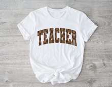 Load image into Gallery viewer, Retro Brown Checkered TEACHER Tee