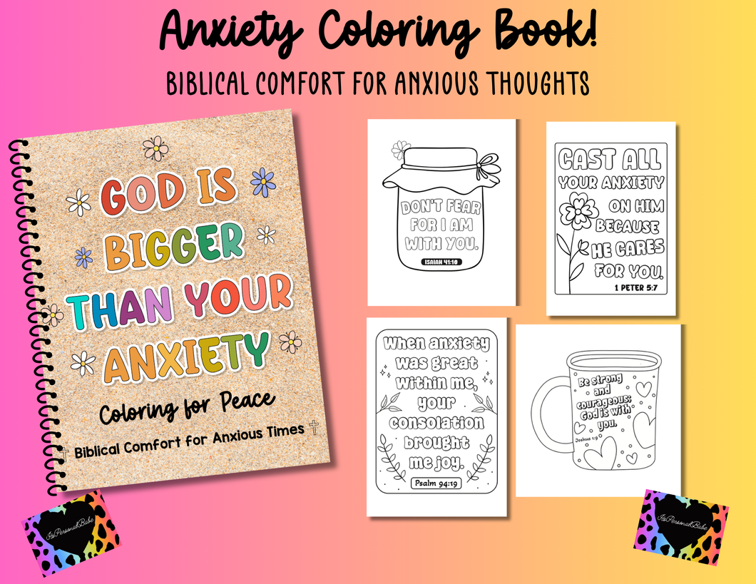 Anxiety Coloring Book : Coloring for Peace,  Biblical Comfort for anxious times