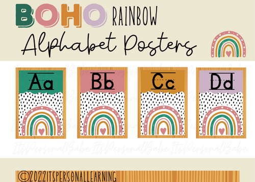 Soft Launch!! Laminated Boho Rainbow Alphabet Posters Set of 26