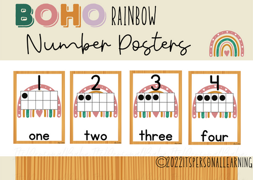 Boho Rainbow Number Frame Posters 003 DIGITAL DOWNLOAD