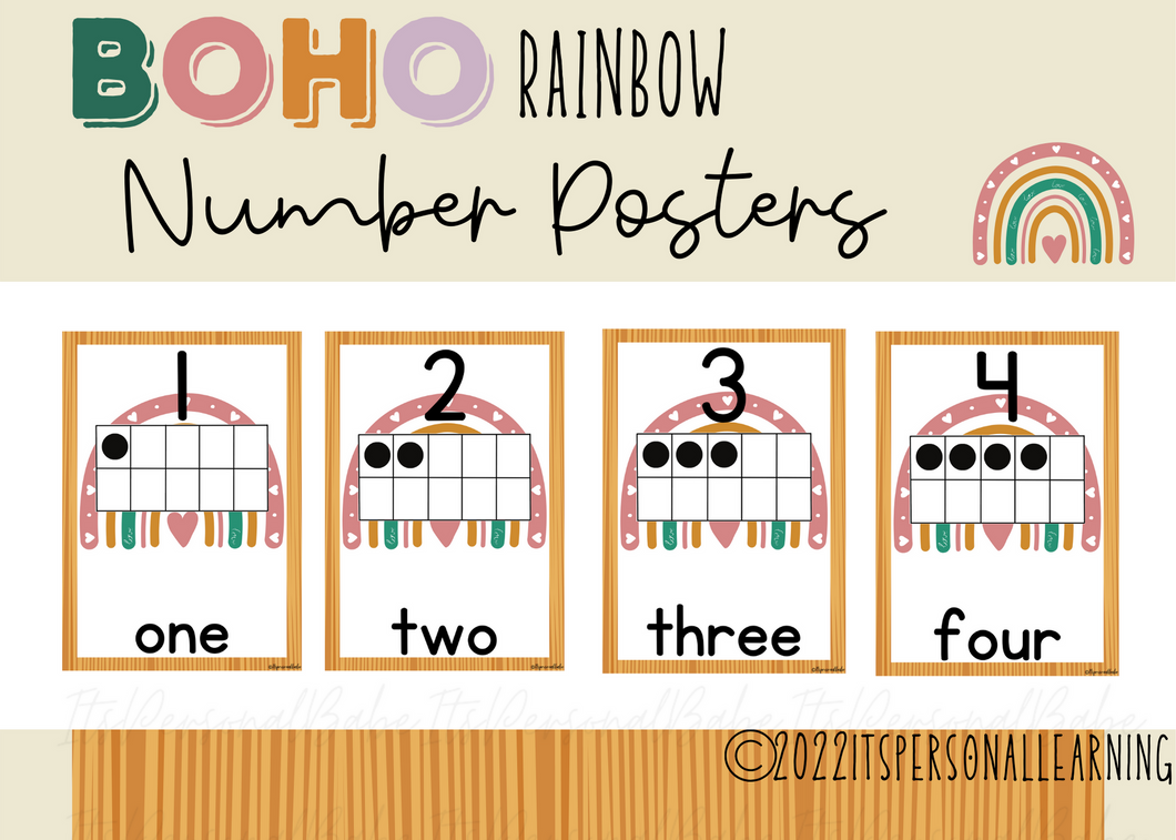 Boho Rainbow Number Frame Posters 003 DIGITAL DOWNLOAD